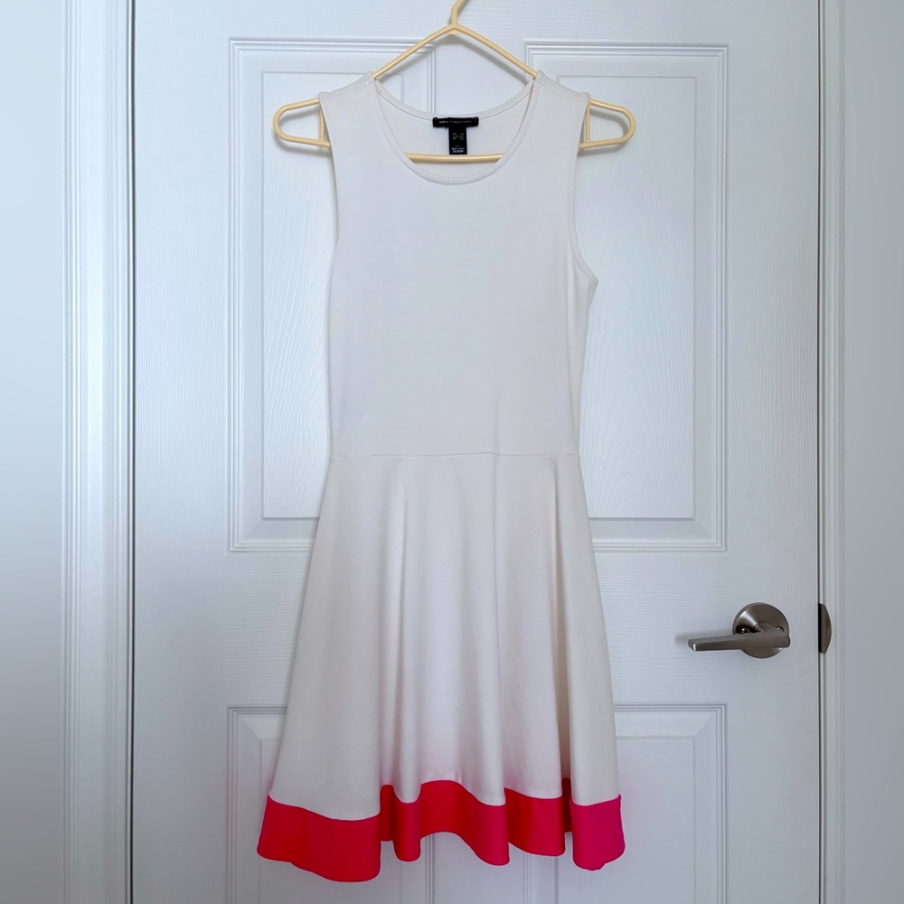 Mango White and Pink Sleeveless Midi Dress